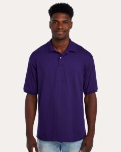 JERZEES 437R Men’s Dri-Power® Polo – Deep Purple (on model)
