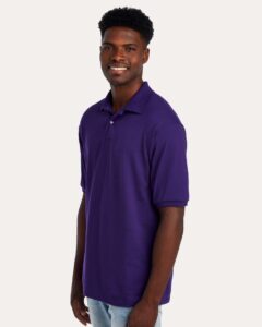 JERZEES 437R Men’s Dri-Power® Polo – Deep Purple (on model side)