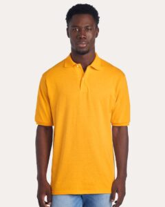 JERZEES 437R Men’s Dri-Power® Polo – Gold (on model)