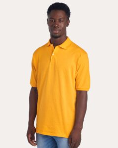 JERZEES 437R Men’s Dri-Power® Polo – Gold (on model side)