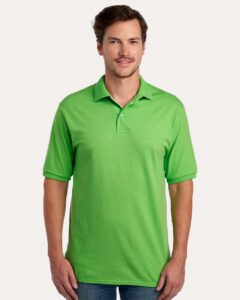 JERZEES 437R Men’s Dri-Power® Polo – Kiwi (on model)