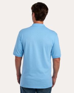 JERZEES 437R Men’s Dri-Power® Polo – Light Blue (on model back)