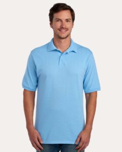 JERZEES 437R Men’s Dri-Power® Polo – Light Blue (on model)