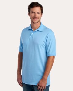 JERZEES 437R Men’s Dri-Power® Polo – Light Blue (on model side)