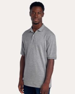 JERZEES 437R Men’s Dri-Power® Polo – Oxford (on model side)