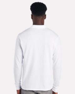 JERZEES 437LR Men’s Dri-Power® Long Sleeve Polo – White (on model back)