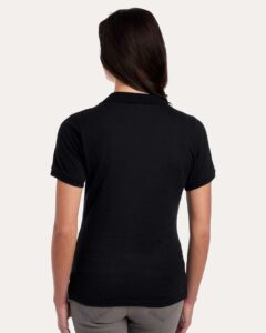 JERZEES 437F Women’s Dri-Power® Polo – Black (on model back)