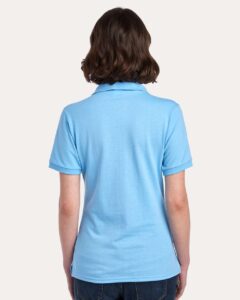 JERZEES 437F Women’s Dri-Power® Polo – Light Blue (on model back)