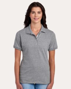 JERZEES 437F Women’s Dri-Power® Polo – Oxford (on model)