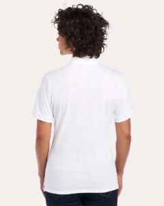 JERZEES 437F Women’s Dri-Power® Polo – White (on model back)