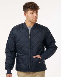 Dickies 6124 Men’s Diamond Quilted Jacket – Dark Navy (on model)