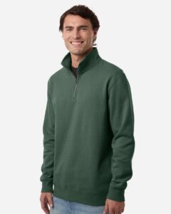 Independent Trading Co. SS4600QZ Unisex Midweight Quarter-Zip Pullover – Alpine Green (on model side)