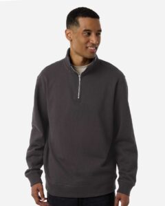 Independent Trading Co. SS4600QZ Unisex Midweight Quarter-Zip Pullover – Asphalt (on model)