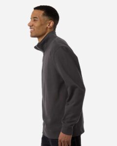 Independent Trading Co. SS4600QZ Unisex Midweight Quarter-Zip Pullover – Asphalt (on model side)