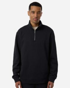 Independent Trading Co. SS4600QZ Unisex Midweight Quarter-Zip Pullover – Black (on model)