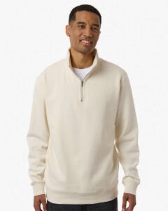 Independent Trading Co. SS4600QZ Unisex Midweight Quarter-Zip Pullover – Bone (on model)