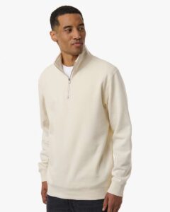 Independent Trading Co. SS4600QZ Unisex Midweight Quarter-Zip Pullover – Bone (on model side)