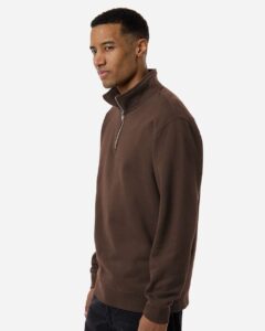 Independent Trading Co. SS4600QZ Unisex Midweight Quarter-Zip Pullover – Brown (on model side)