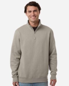 Independent Trading Co. SS4600QZ Unisex Midweight Quarter-Zip Pullover – Cement (on model)