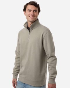 Independent Trading Co. SS4600QZ Unisex Midweight Quarter-Zip Pullover – Cement (on model side)