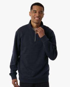Independent Trading Co. SS4600QZ Unisex Midweight Quarter-Zip Pullover – Classic Navy (on model)