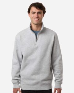 Independent Trading Co. SS4600QZ Unisex Midweight Quarter-Zip Pullover – Grey Heather (on model)