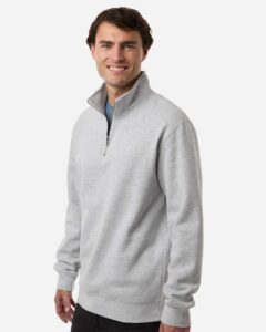Independent Trading Co. SS4600QZ Unisex Midweight Quarter-Zip Pullover – Grey Heather (on model side)
