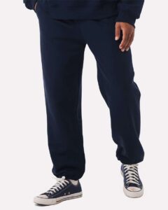 BELLA + CANVAS 4737 Unisex 10 oz. Heavyweight Sweatpants – Navy (on model)