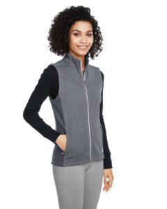 Spyder S17275 Women’s Pursuit Vest – Black Heather/ Polar (on model side)