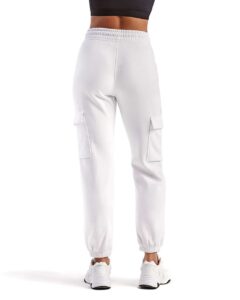 TriDri TD604 Unisex Riley Cargo Joggers – White (on model back)
