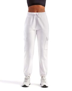 TriDri TD604 Unisex Riley Cargo Joggers – White (on model)
