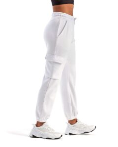 TriDri TD604 Unisex Riley Cargo Joggers – White (on model side)