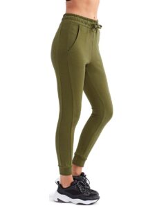 TriDri TD055 Women’s Fitted Maria Joggers – Olive (on model side)