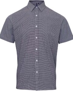 Artisan Collection by Reprime RP221 Men’s Microcheck Gingham Cotton Shirt – Black/ White
