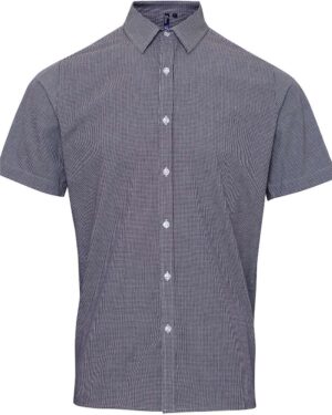 Artisan Collection by Reprime RP221 Men’s Microcheck Gingham Cotton Shirt – Black/ White