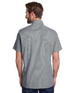 Artisan Collection by Reprime RP221 Men’s Microcheck Gingham Cotton Shirt – Black/ White (on model back)
