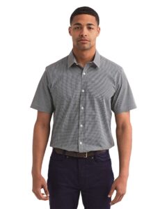 Artisan Collection by Reprime RP221 Men’s Microcheck Gingham Cotton Shirt – Black/ White (on model)