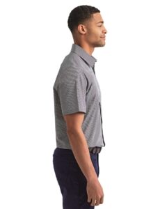 Artisan Collection by Reprime RP221 Men’s Microcheck Gingham Cotton Shirt – Black/ White (on model side)