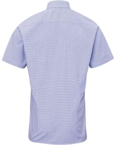 Artisan Collection by Reprime RP221 Men’s Microcheck Gingham Cotton Shirt – Light Blue/ White (back)
