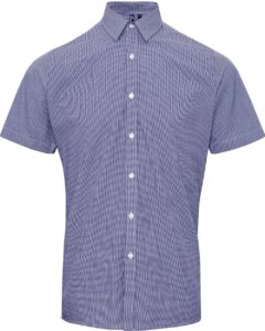 Artisan Collection by Reprime RP221 Men’s Microcheck Gingham Cotton Shirt – Navy/ White