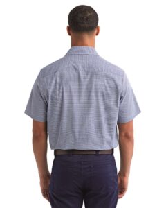 Artisan Collection by Reprime RP221 Men’s Microcheck Gingham Cotton Shirt – Navy/ White (on model back)