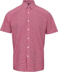 Artisan Collection by Reprime RP221 Men’s Microcheck Gingham Cotton Shirt – Red/ White