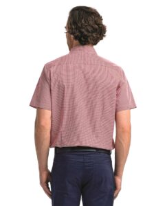 Artisan Collection by Reprime RP221 Men’s Microcheck Gingham Cotton Shirt – Red/ White (on model back)