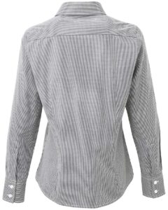 Artisan Collection by Reprime RP320 Women’s Microcheck Gingham Cotton Shirt – Black/ White (back)