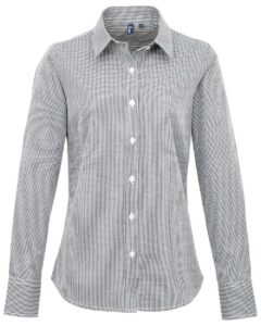 Artisan Collection by Reprime RP320 Women’s Microcheck Gingham Cotton Shirt – Black/ White