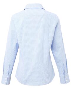 Artisan Collection by Reprime RP320 Women’s Microcheck Gingham Cotton Shirt – Light Blue/ White (back)