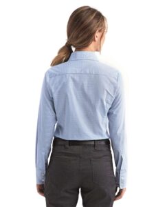 Artisan Collection by Reprime RP320 Women’s Microcheck Gingham Cotton Shirt – Light Blue/ White (on model back)