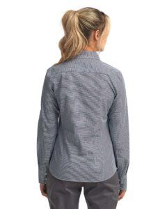 Artisan Collection by Reprime RP320 Women’s Microcheck Gingham Cotton Shirt – Navy/ White (on model back)