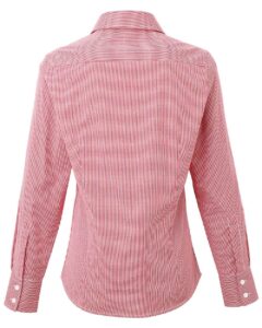Artisan Collection by Reprime RP320 Women’s Microcheck Gingham Cotton Shirt – Red/ White (back)