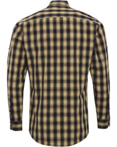 Artisan Collection by Reprime RP250 Men’s Mulligan Check Cotton Shirt – Camel/ Navy (back)